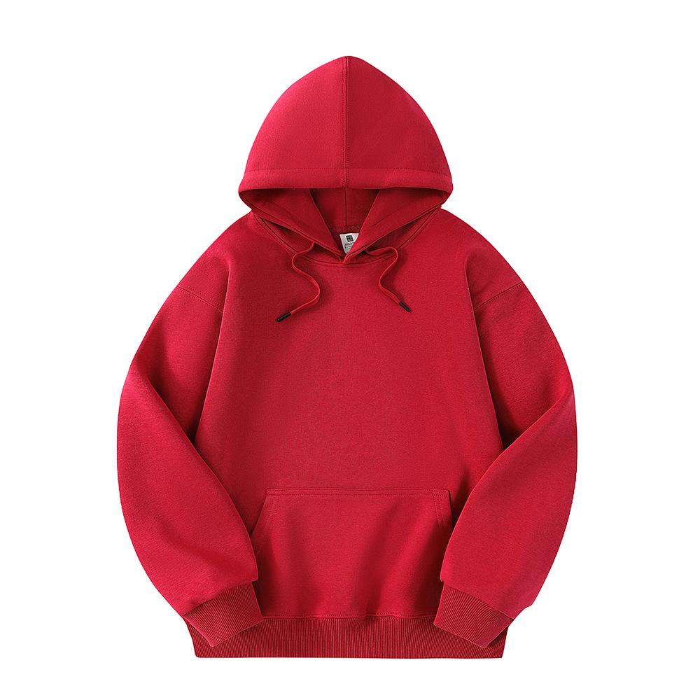 Men s Trendy Autumn/Winter Heavyweight Hoodie – Hua Cotton Solid Color Customizable M