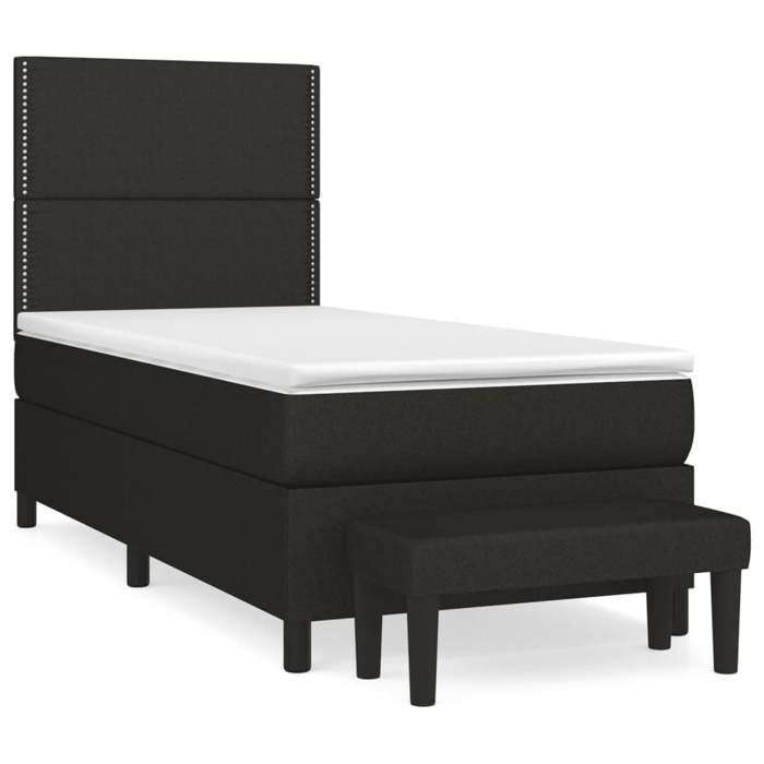 Maison Exclusive - Sommier à lattes de lit avec matelas Noir 90x200 cm Tissu