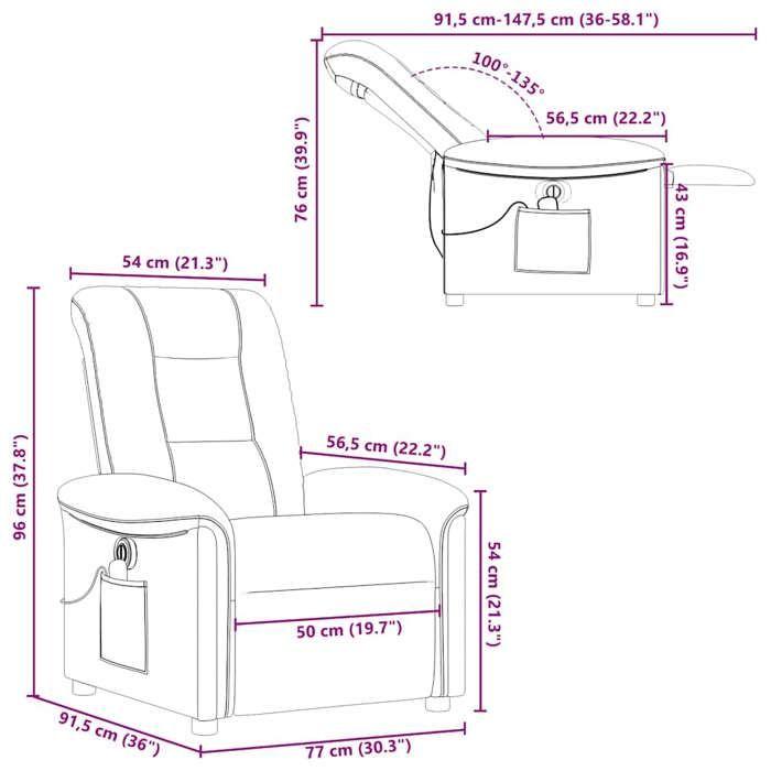 VidaXL Fauteuil inclinable de massage électrique marron tissu, fauteuil de massage électrique, fauteuil inclinable de 3303248