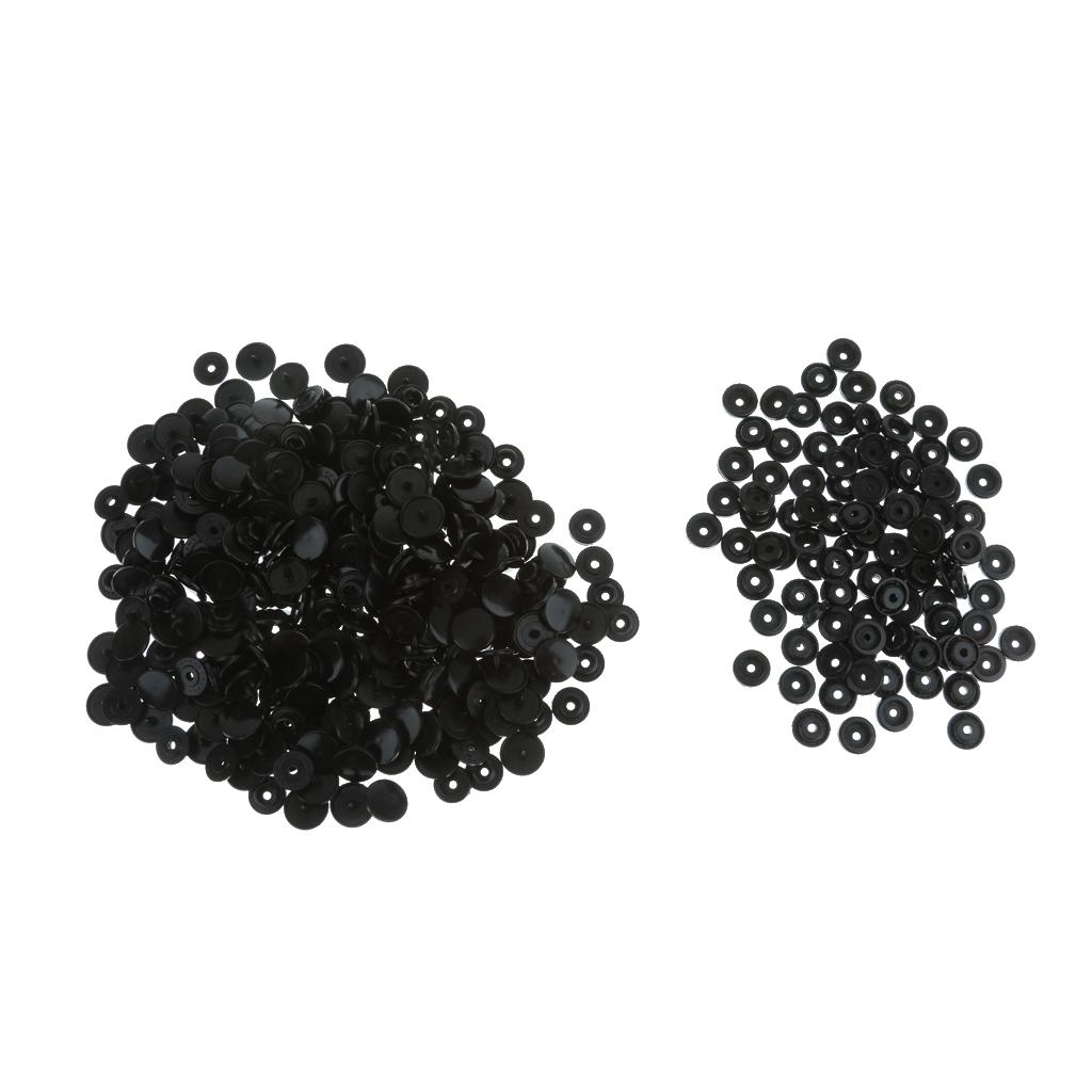 T5 Resin Poppers Black Plastic Studs Fasteners Craft Button Set for DIY Sewing Diapers Bibs Outfits Curtain