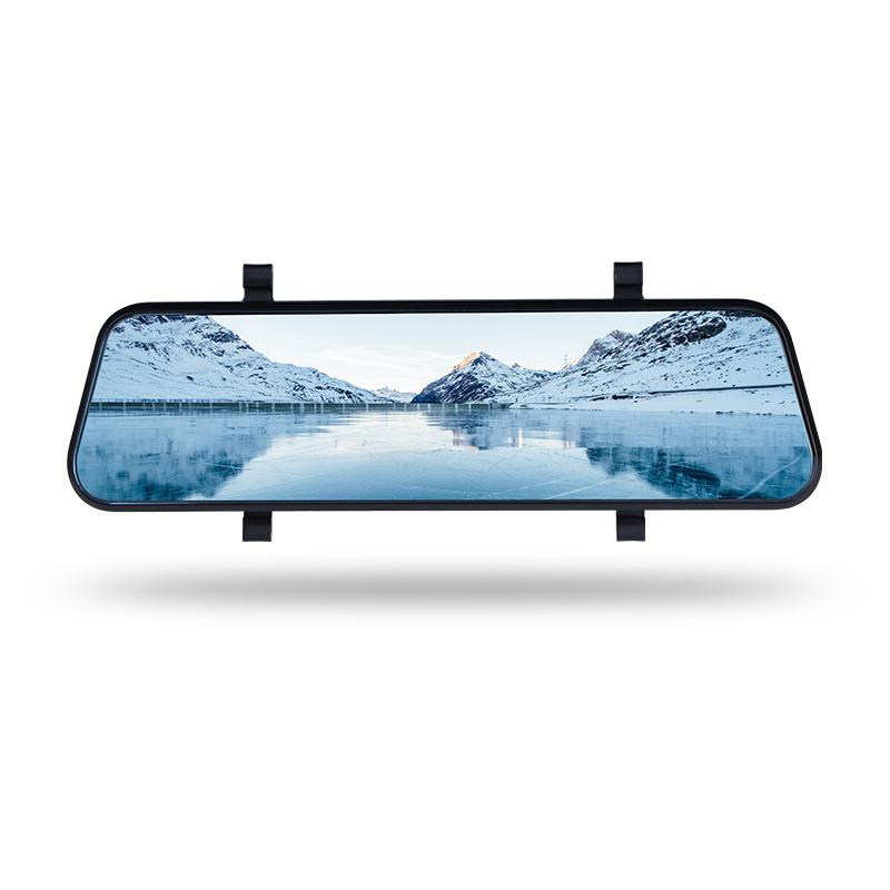 9.66 Inch Full Screen LCD Car Black Box Dual Lens Car DVR Dash Camera 1080P, Touch Screen with Full Size Mirror Monitor