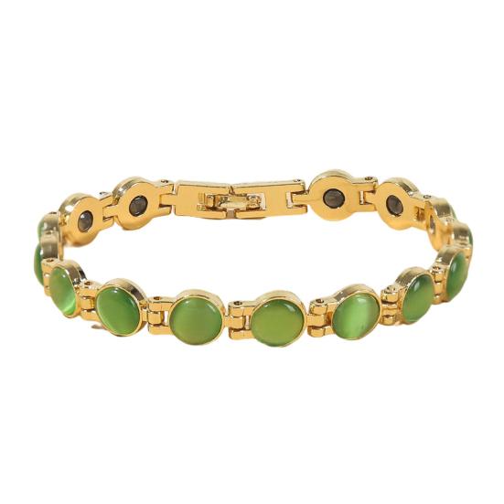 

Браслет для магнитной терапии, позолоченный, снимает усталость, ювелирные изделия, блестящий камень «кошачий глаз» B