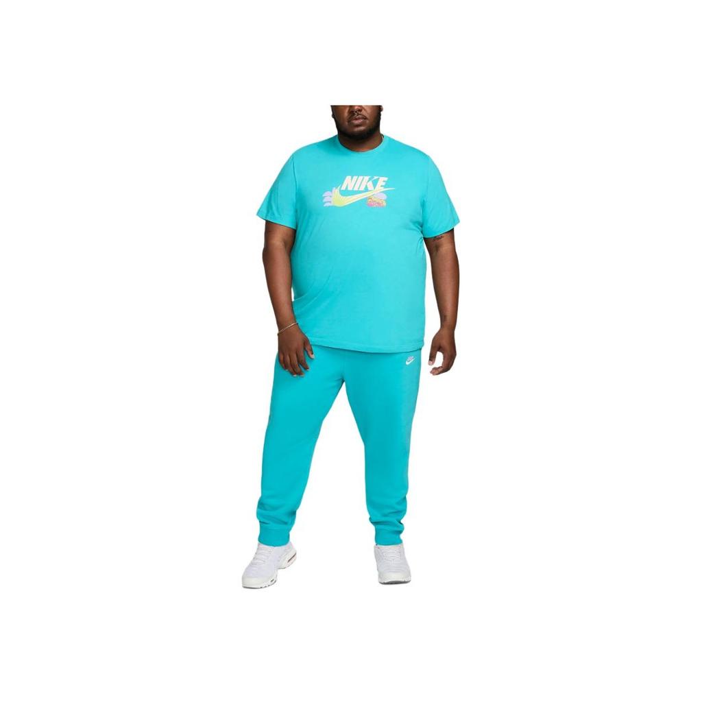 Nike Sportswear Logo Print Comfortable Versatile Crew Neck Short Sleeve T-Shirt Men Tops Blue FZ9996-345