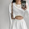 Women's Loose Fit Korean Solid Color Round Neck Long-Sleeve Sweatshirt - Autumn 2023 Trend