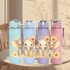 1PC Floral Baby Elephant Cartoon 750ml Color Plastic Sports Water Bottle Leakproof Flip Straw Lid Suitable for Sports Office Home Use