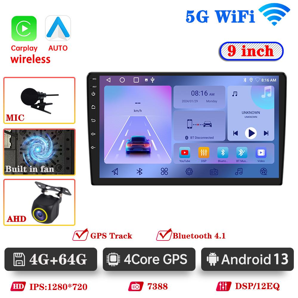 Android 13 Car Radio BT Multimedia Player GPS Wireless Carplay Auto For Toyota Hyundai Nissan Kia Suzuki ISO DVR Head Unit