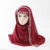 Hot-selling New Beaded Pearl Chiffon Yarn Popular Thin Breathable Sunscreen Shawl Scarf Women