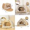 Wooden Cat House With Semi Closed Design And Cat Scratcher For Multisize Cats And All Seasons