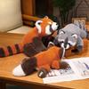 New Stuffed Anime Red Panda Plushie Doll Fluffy Hair Red Raccoon Hug Pillow Kids Gift Soft Toy