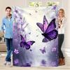 Floral Butterfly Blanket Purple Nature Scene Soft Fleece Throw Cozy Home Decor For Spring Season Relaxation Gift For Her