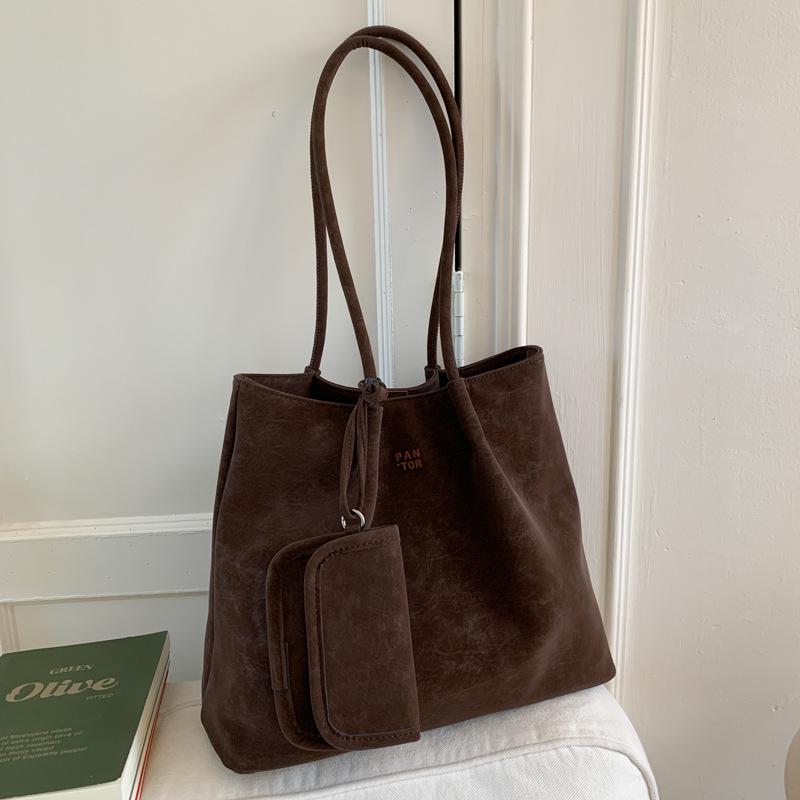 

Жіноча сумка-тоут у корейському стилі: Універсальна сумка через плече великої місткості для осені/зими кавовий