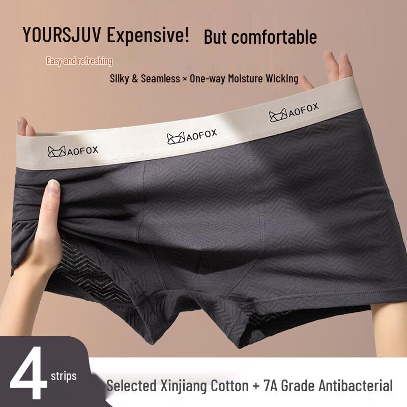 Yiershuang Men s Antibacterial Boxer Briefs 4-Pack 2XL кирпично-красный/кофейный