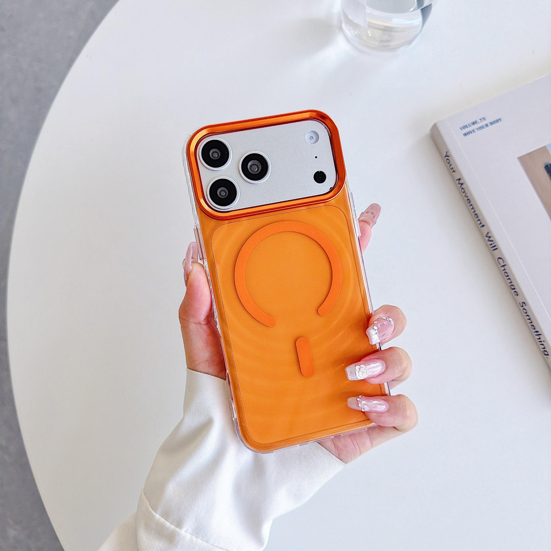 

Compatible iPhone 17 Pro Max IMD Wave Pattern Magnetic Suction Transparent Anti-drop Hard Protective Case iPhone 15 Pro Max