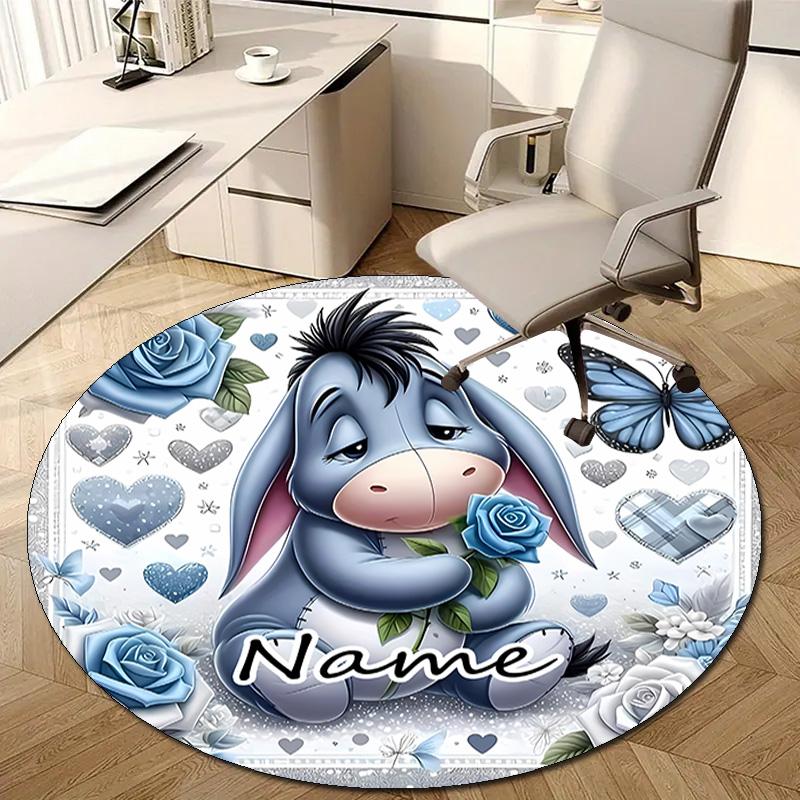Personalized E-Eeyore Round Chair Office Rug - Perfect for Mat, Office Chair & More - Ideal Gift for Birthdays and Holidays