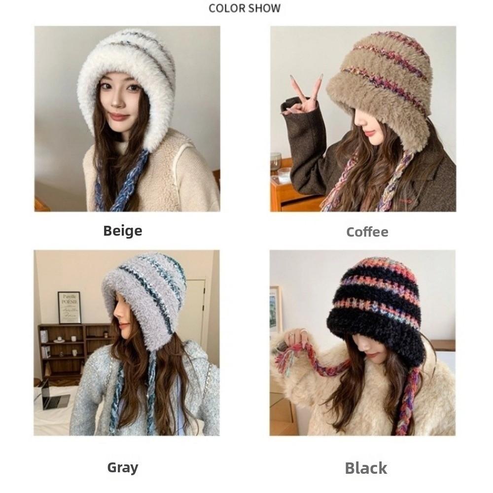 Thickened Fluffy Fleece Hat Plush Ear Protection Cap Fashion Knitted Warm Hat  Sports Cap