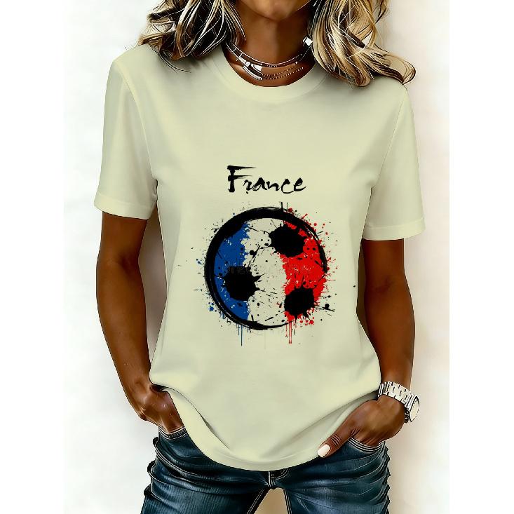 2026 Casual Women's Short-Sleeve T-Shirt with USA-Canada-Mexico World Cup Football Match Print