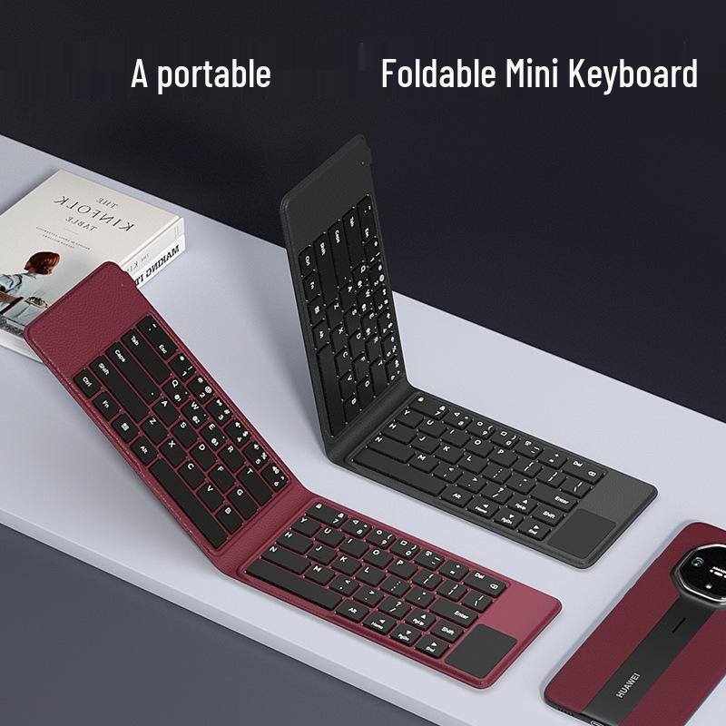 Dual-Fold Mini Bluetooth Keyboard with Touch Numeric Keys - Multi-System Compatible.