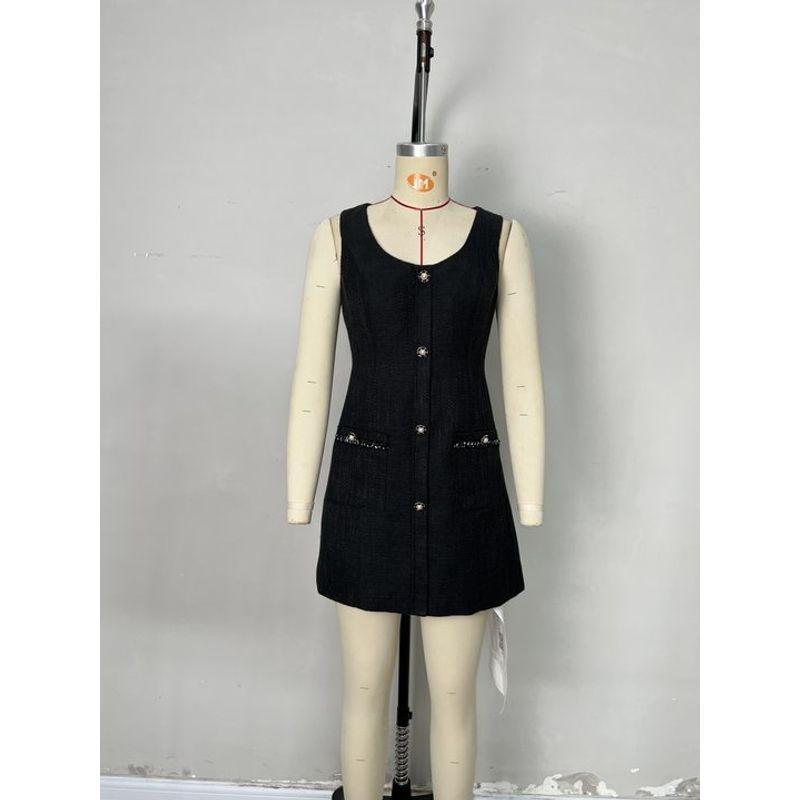 

Fashion Style New Arrival Fashion Elegance Silm Sleeveless Vest Dress Sexy Sleeveless Dress Black XL