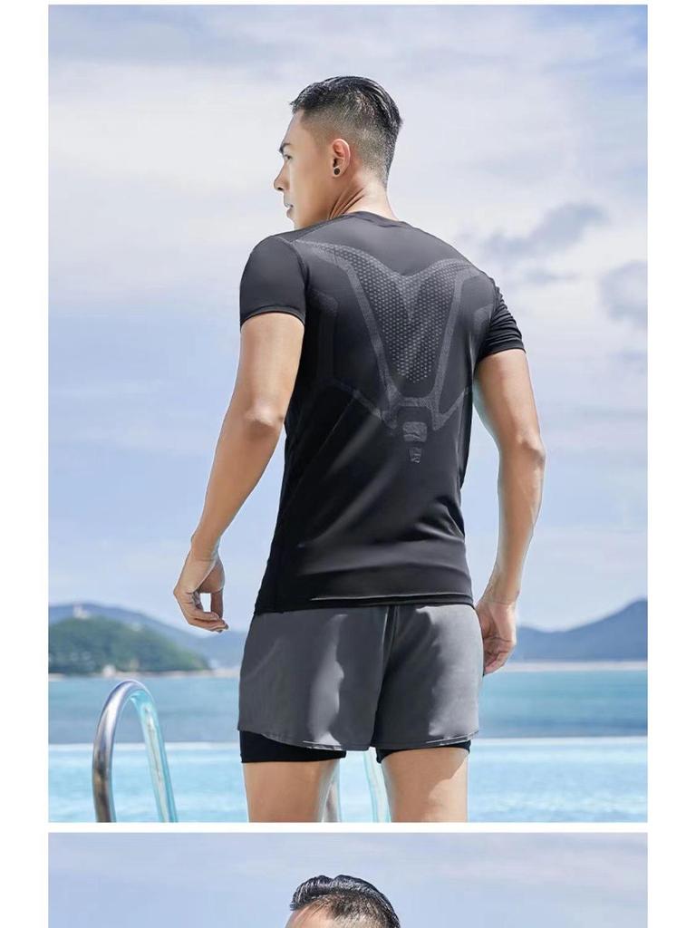 Men's Quick-Drying Double-Layer Printed Swim Trunks - Large, Loose Fit, Anti-Embarrassment, Professional Swimsuit