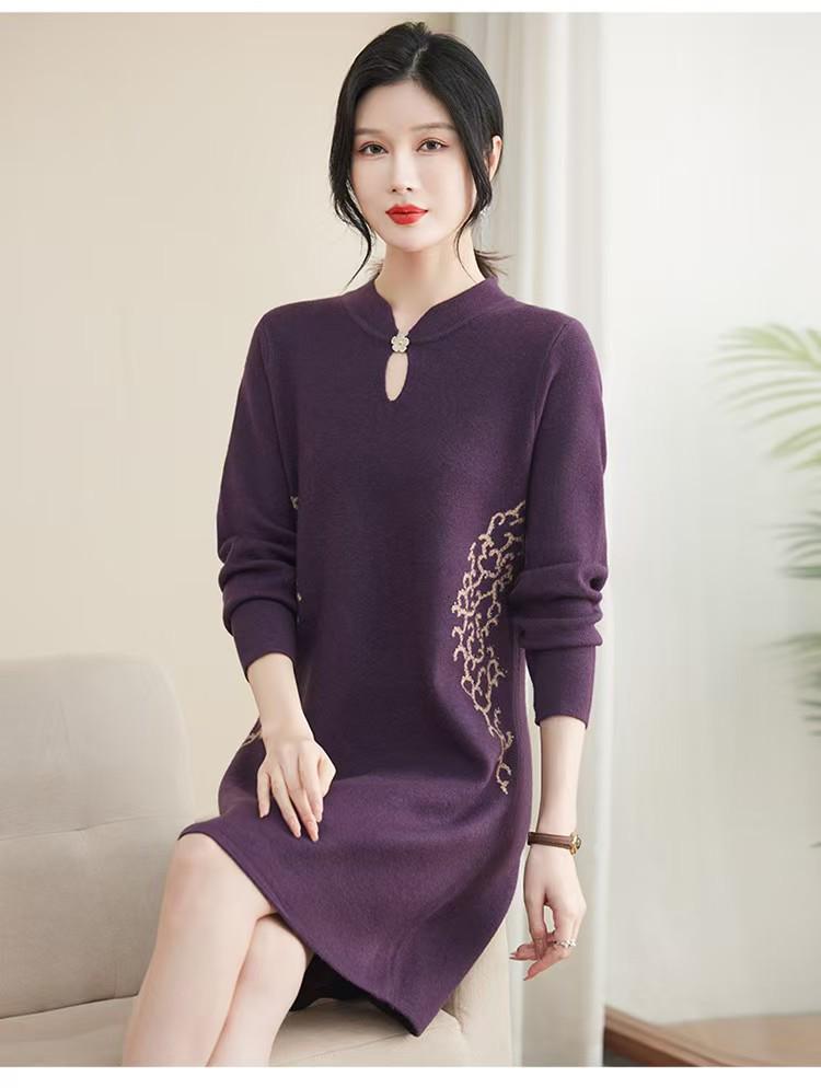Stylish Wool Winter Dress for Middle-Aged & Elderly Women 2025