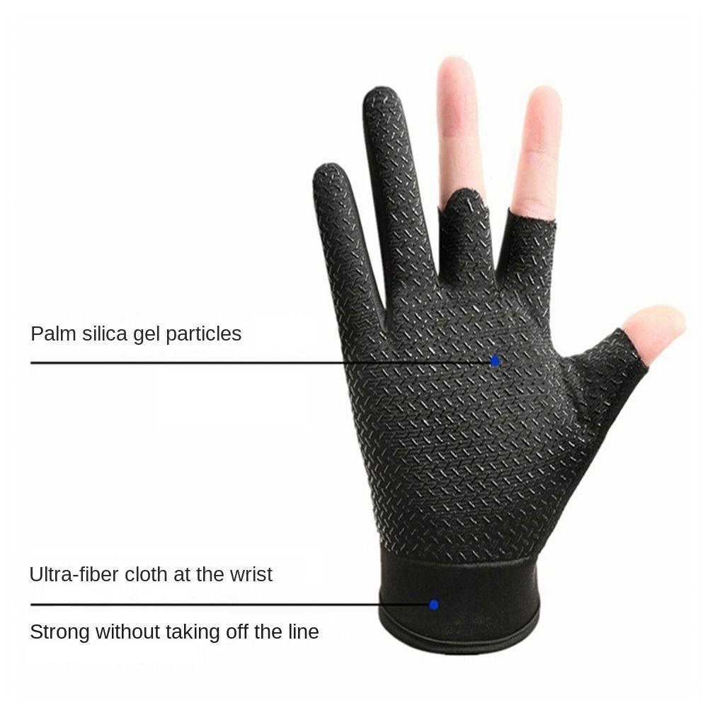 New Ice Silk Fishing Gloves Breathable Anti-Slip Three Finger Cut Gloves Sunscreen Thin 3 Finger Glove Fish Equipment