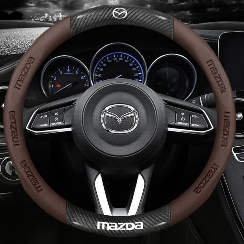 2025 Hot 38cm car leather steering wheel cover carbon fiber for Mazda CX-30 CX-3 CX-8 CX-5 CX3 CX5 CX4 cx30 cx8 car accessories