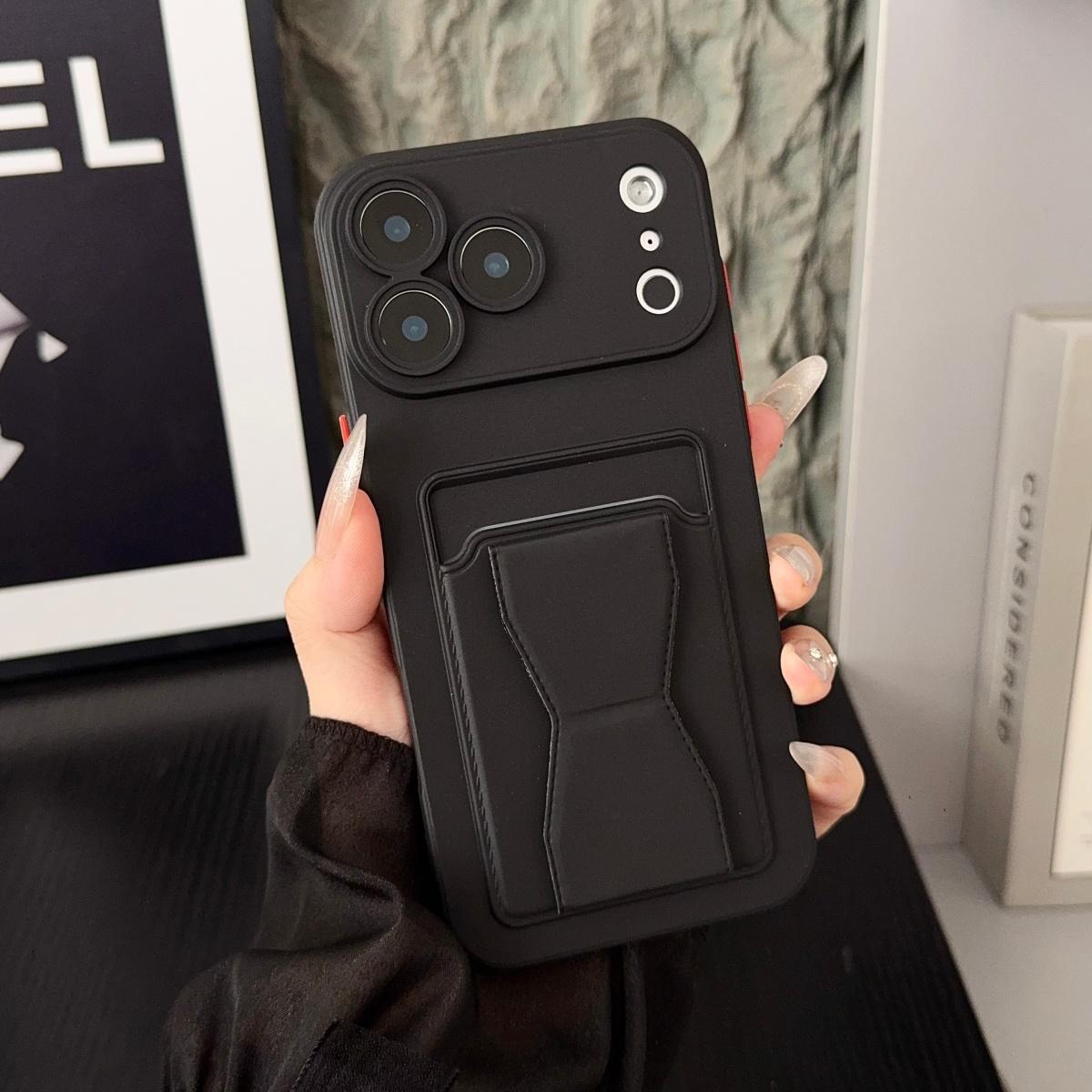 

Wallet Slot Card Holder Stand Phone Case For iPhone 17 Air 16 E 15 14 13 12 Mini 11 Pro Max Plus Folding Bracket Soft Cov For iphone 13 Mini