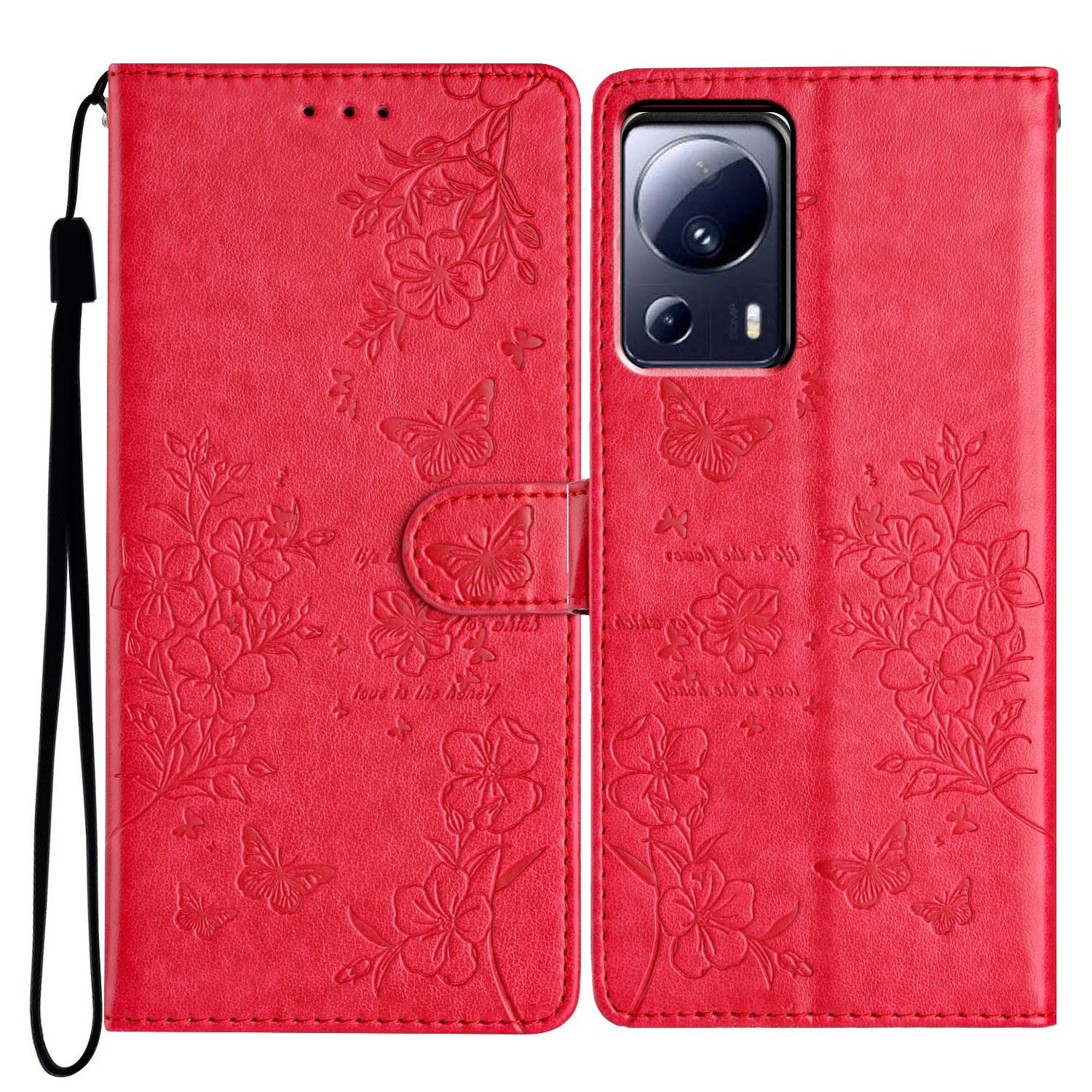 

For Xiaomi 13 Lite/Civi 2 5G Phone Case Butterfly Floral Imprint Leather Wallet Cover C