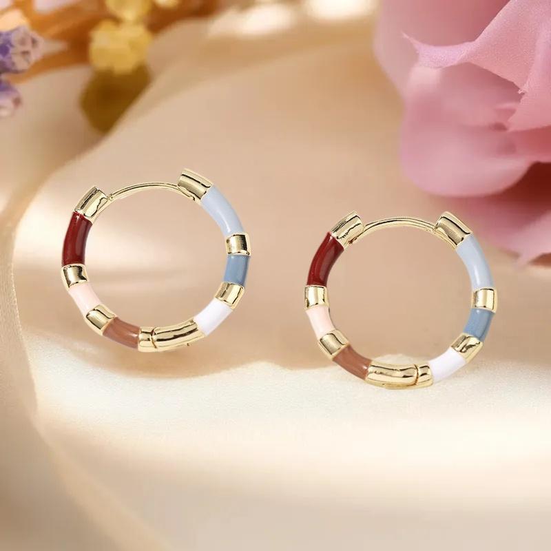Korean Fashion Colorful Enamel Mini Metal Round Hoop Earrings For Women Daily Wear Party Sexy Sweet Ears Accessories
