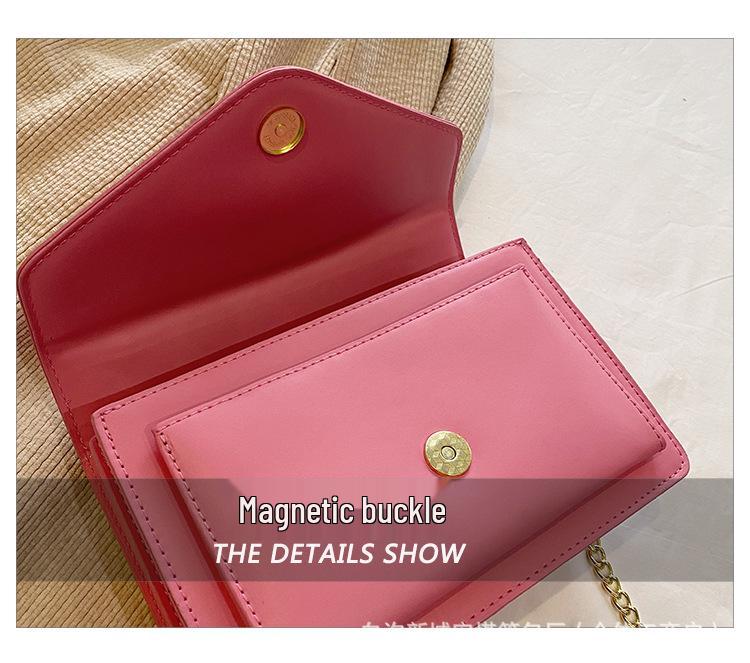 Korean Style Women's Versatile Crossbody Shoulder Bag with High-End Texture and Popular Chain Design