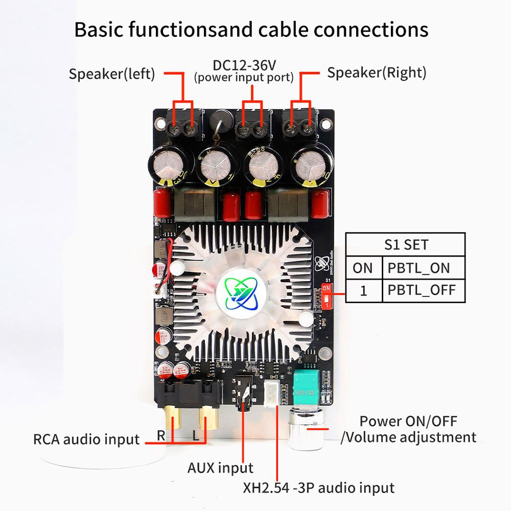 XY-AP2202 HiFi digital Power Amplifier Board TPA3251D2 DC12-36V 20W-220WClass High quality audio output Stereo Equalizer AMP