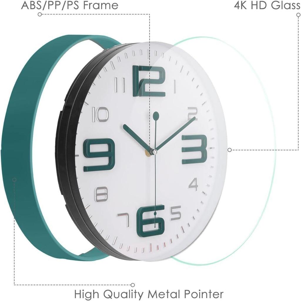 Wall Clock 12" Silent Quartz Decorative Latest Wall Clock Non-Ticking Classic Clock Battery Operated Round Easy To Read