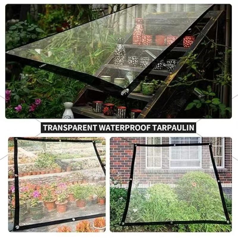 1 Stück PE Verdickt Transparent Wasserdichtes Tuch Reißfest Staubdicht Kunststoff Wachstuch Outdoor Überdachung mit Verstärkten Metallösen Geeignet