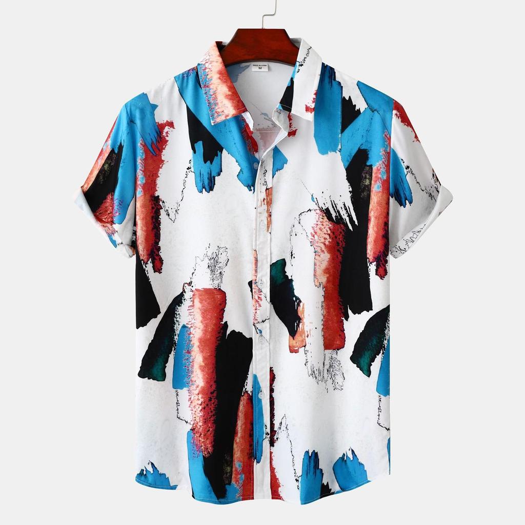 Zomer-casual bloemenprintontwerp voor heren in Hawaiiaanse stijl met korte mouwen en strandvakantie