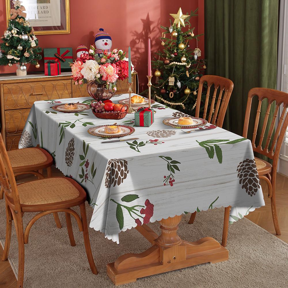 

Christmas Tablecloth Waterproof Oilproof Holiday Dining Decor for Elderly 150*180cm
