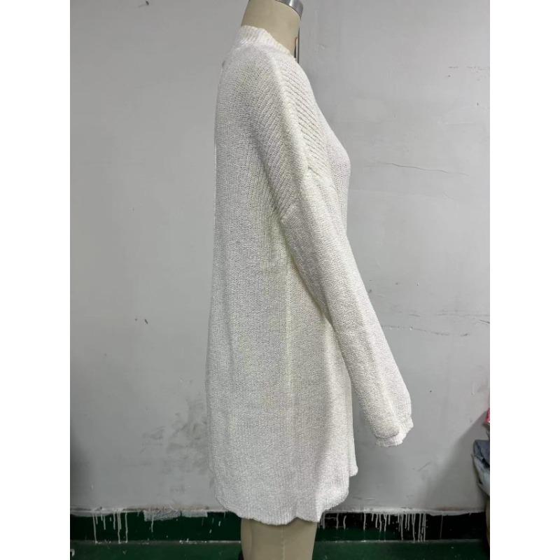 Autumn and Winter Women's Solid Colour Street Fashion Mid-Length Split Sweater