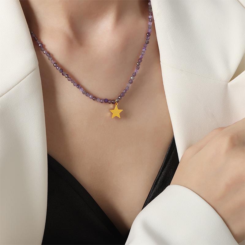 Tianhe Stone Handmade Lucky Star Pendant Necklace - Unique Chinese Style Jewelry for Women