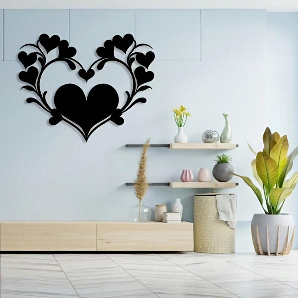 Romantic Floral Heart Metal Wall Art, Perfect for Bedroom Decor, Wedding Anniversary Housewarming Gift, Timeless Love Theme