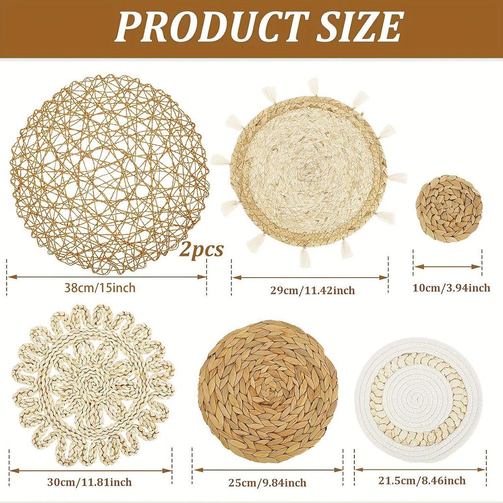 Bohemian Woven Wall Basket Set - Handwoven Hanging Decor for Living Room or Entrance