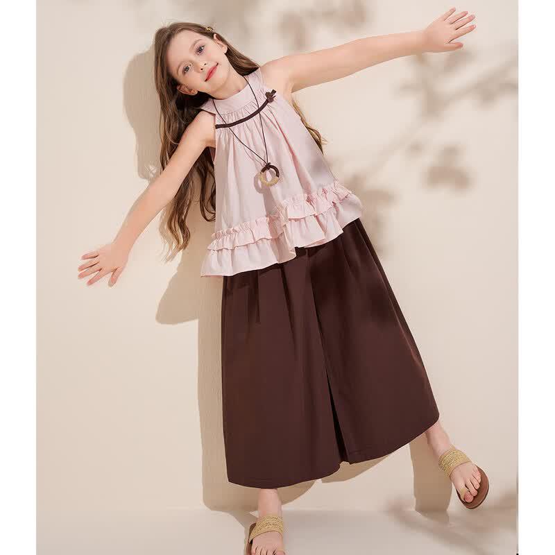 Montagut Girls' Summer Halter Top & Wide-Leg Pants Set