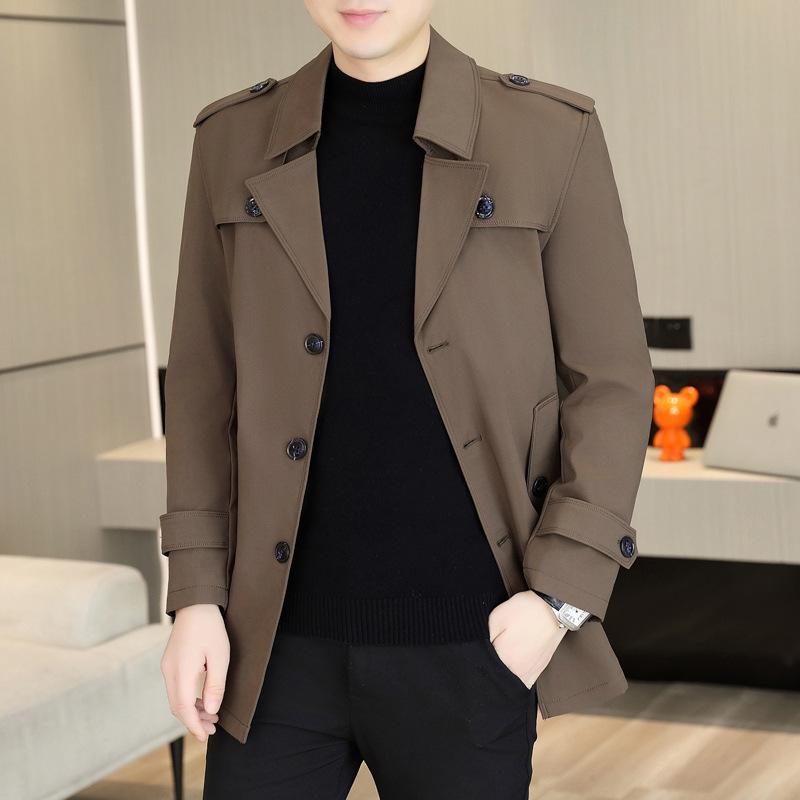 Men's Mid-Length Trench Coat, Autumn Korean Style Jacket, Simple Design, 9 Colors Available
