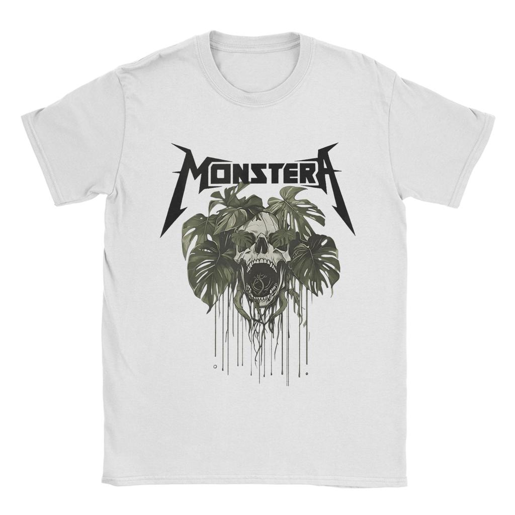 Harajuku T-Shirt Beach Monstera Skull Plant Lover Skeleton Grunge Hip Hop T-Shirts Pure Cotton Tee Shirt Short Sleeve Clothing