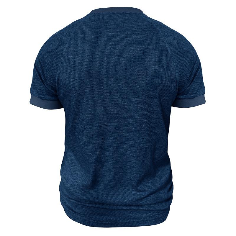 Men White Waffle Knit Crew Neck Short Sleeve T-Shirt Casual Solid Top