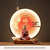 Ceramic Seated Guanyin On Lotus with Light Ring and Anjali Mudra for Home Decor
