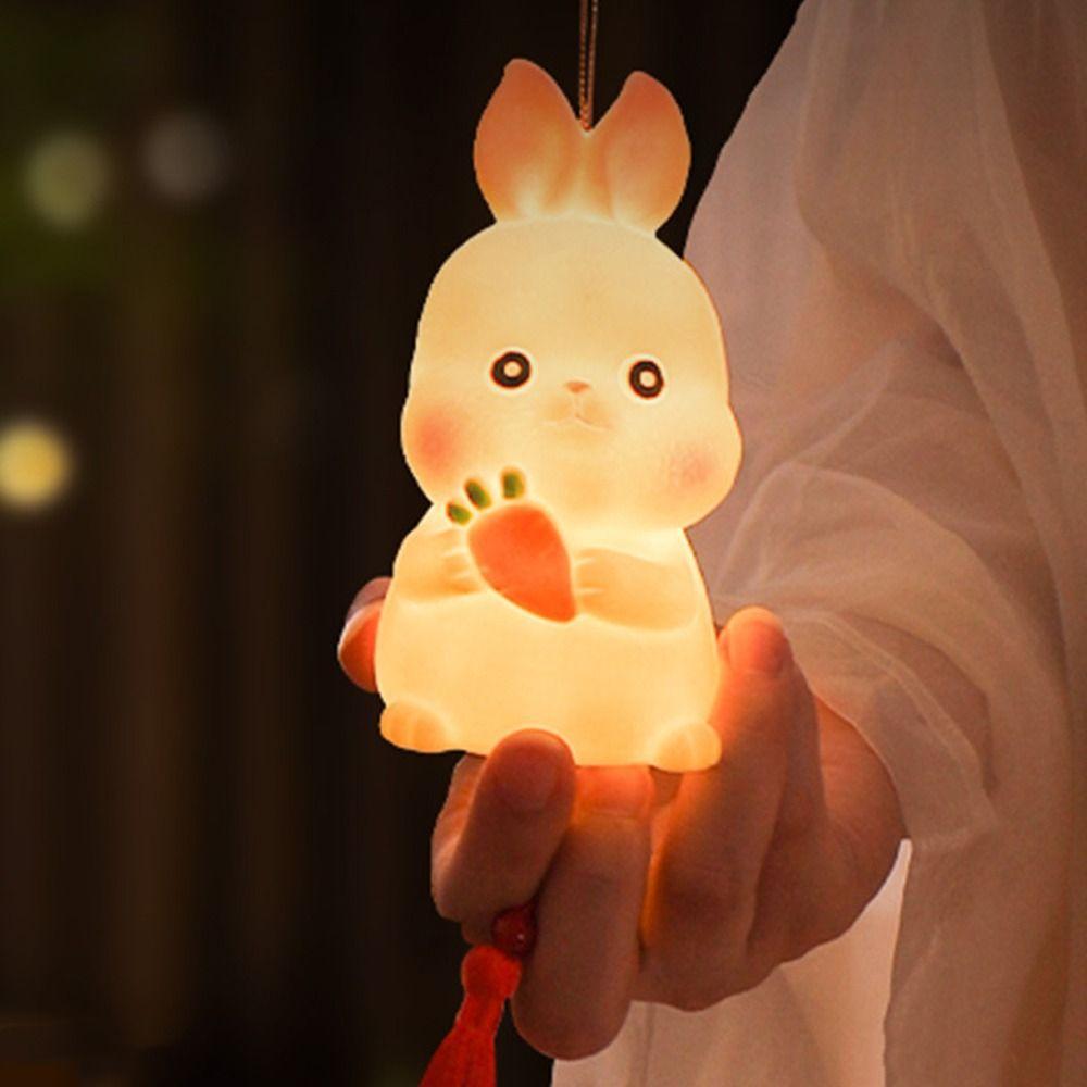 Cartoon Chinese Rabbit Lantern Blessing Antique Lantern Portable Handheld Lamp  Kindergarten