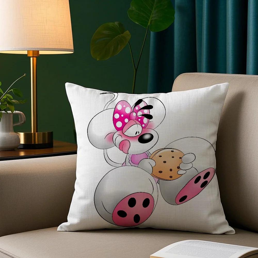 Tonnika Chen Unisex Cartoon D-Diddl Rat Pillow Case Plush Fabric Soft Pillowcase Double Sided Print Sofa Cushion Cover Throw