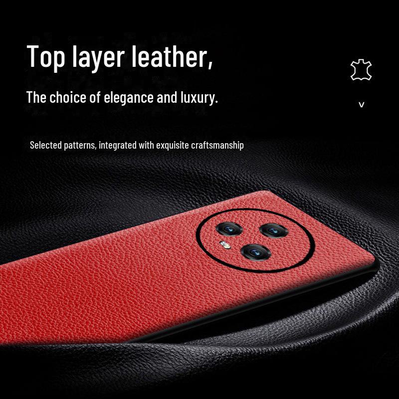 Honor Magic5 Ultimate Edition Litchi Pattern Genuine Leather Phone Case