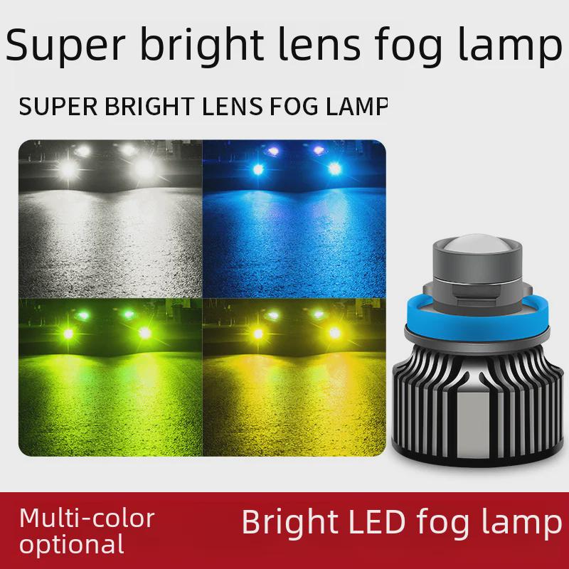 Dual-Color Automotive LED Fog Lights with Lens, H7/9005/9006/H11, Easy Installation