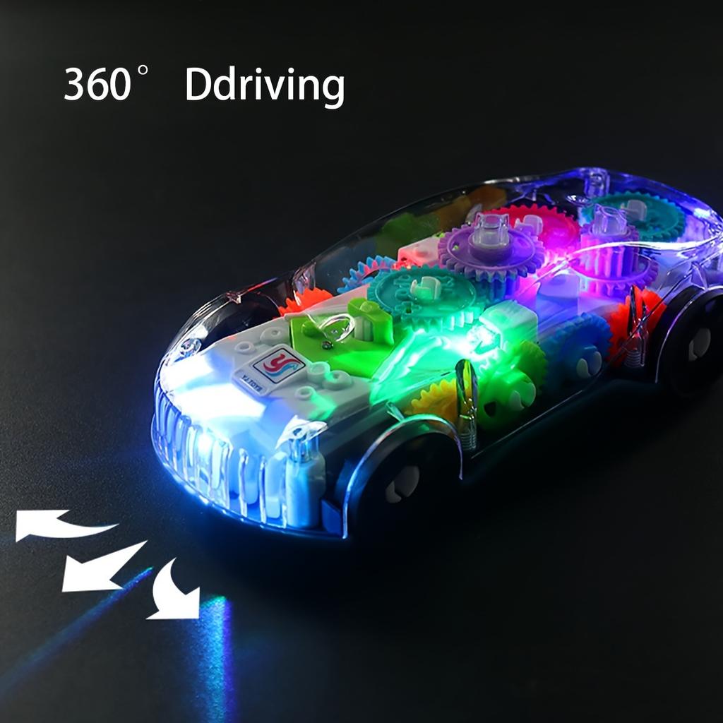360° Rotating Transparent Car Toy Car, Colorful Lights, Cool Music, As Christmas Gift, Birthday Gift, Halloween Gift, Without Battery.