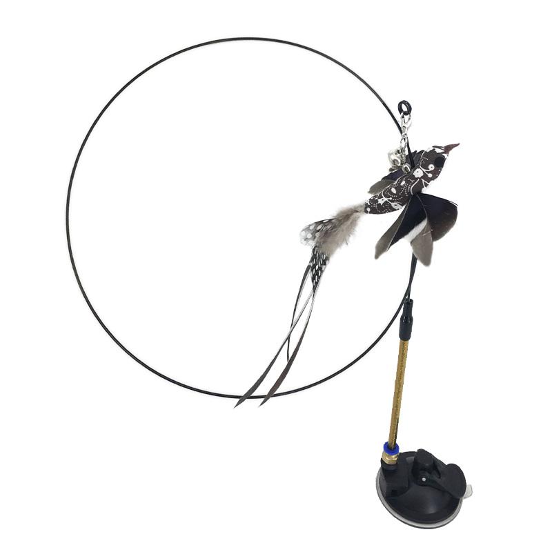 Interactive Cat Toy Handfree Cat Stick Playing Kitten Playing Teaser Wand Toy Suction Cup Bird/Feather Cat Wand Pet Supplies